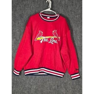 St Louis Cardinals The Lou Red Cardinal Logo Crewneck Sweatshirt Adult XL Casual